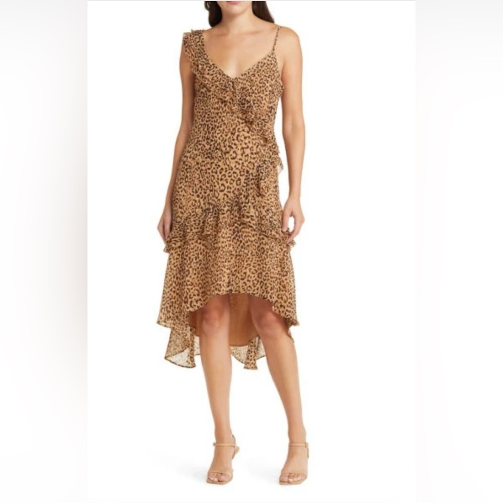Charles Henry Tiered Leopard Dress